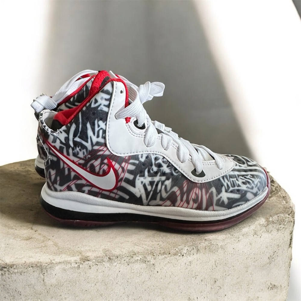 Nike Graffiti Red and White High-Top Sneakers